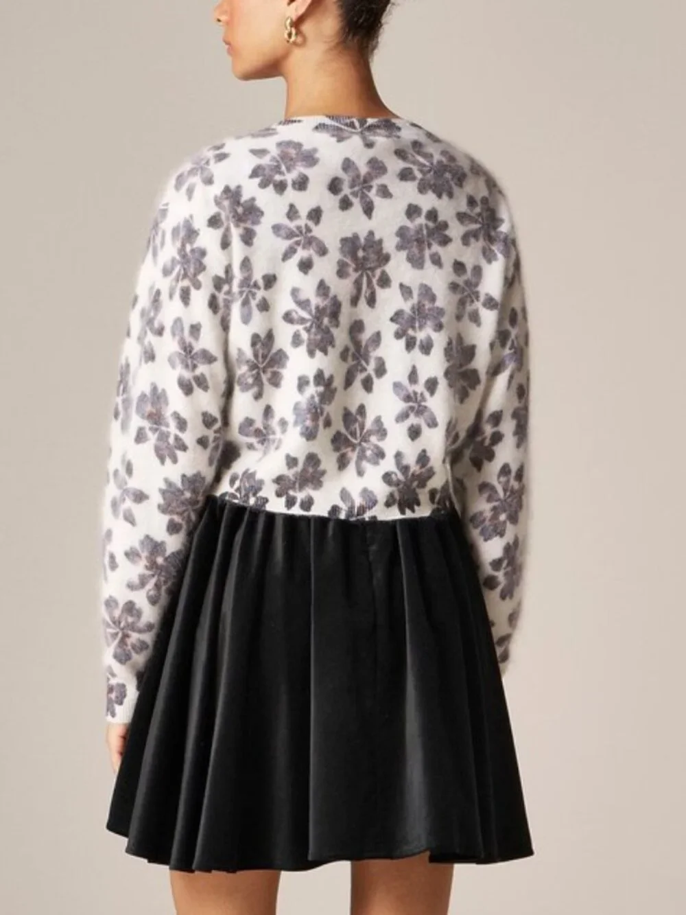 J. Crew Brushed cashmere party cardigan in floral print L